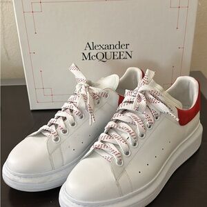Alexander McQueen White Sneakers with Red Details